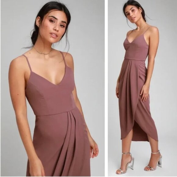 Lulu's Reinette V-Neck Midi Dress Womens Small NEW NWT - Picture 2 of 14